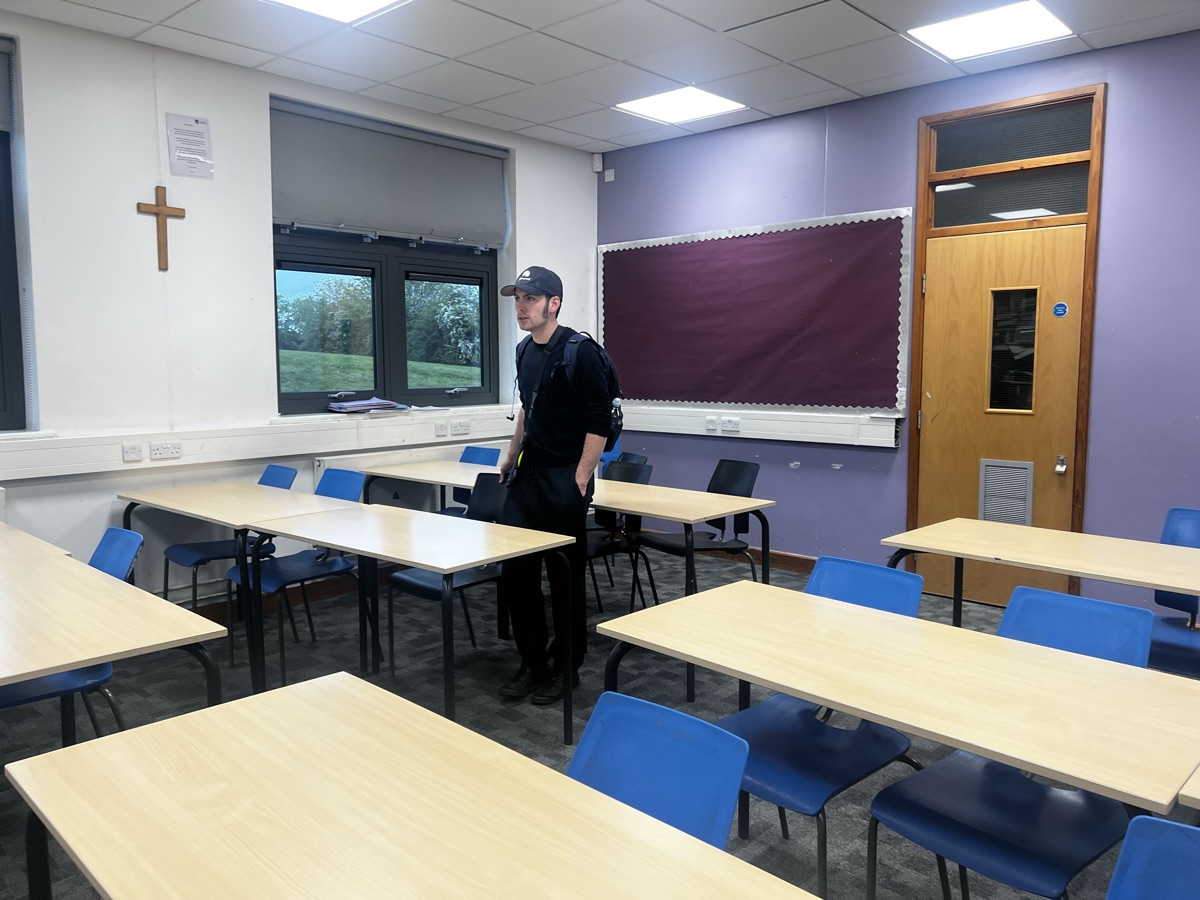 Recceing the school classroom.