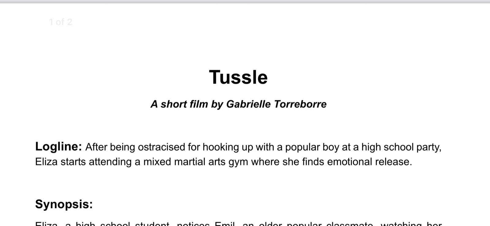 The first one-pager.